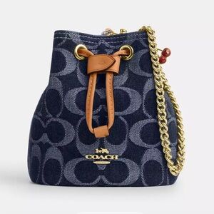 Coach Drawstring Wristlet in Signature Denim
